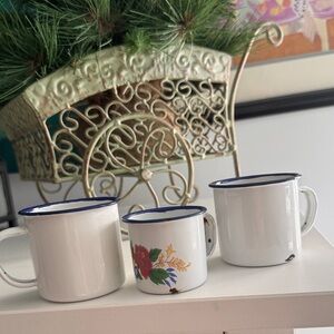 Espresso Small Enamel Cups Farmhouse Cottage (3)